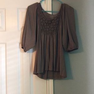 brown, flowy top